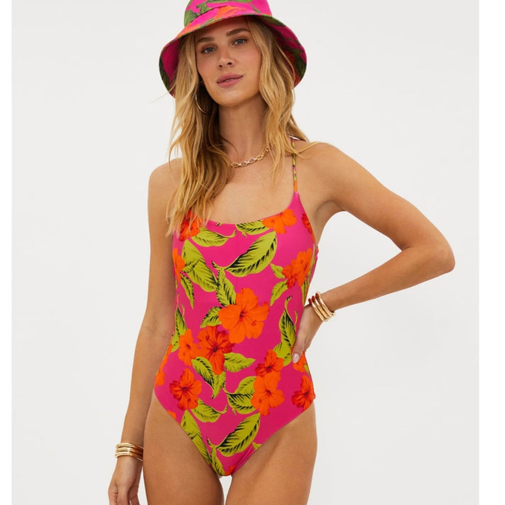NWT BEACH RIOT Stevie One-Piece Swimsuit- Hibiscus Sunset- Size X-Small
